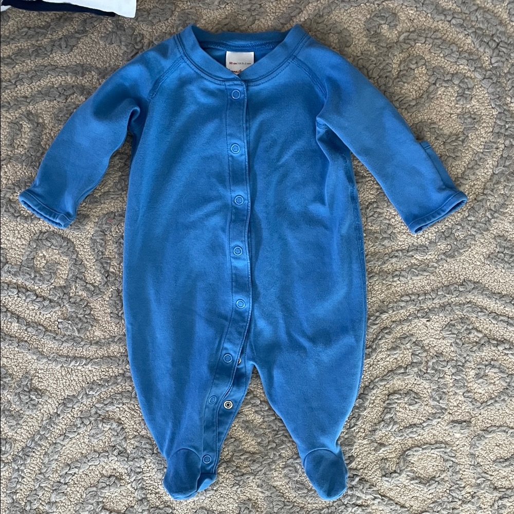 Hanna Andersson Blue Footed One-Piece Pajamas 0-3 Months